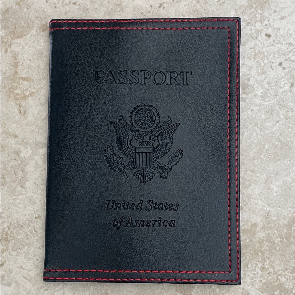 Black Leather Passport Holder